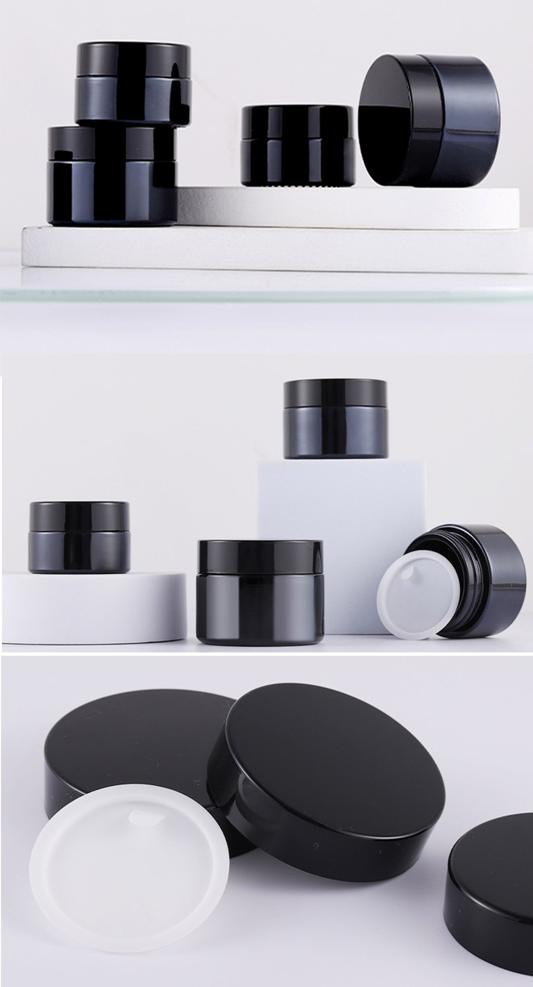 30G Natural Black Glass Cream Jars