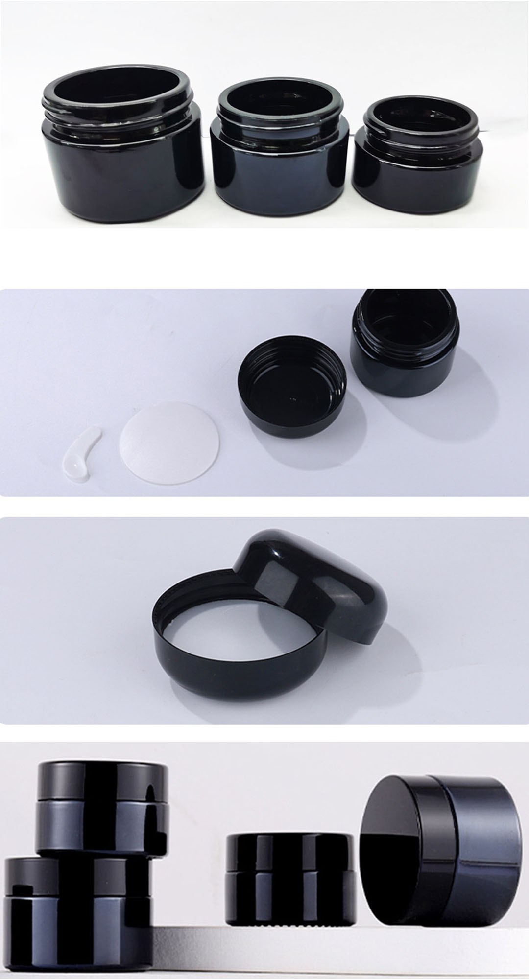 50g Matt Black Glass Cream Jar