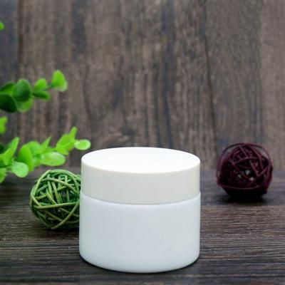 White frosted glass cosmetic jar customized